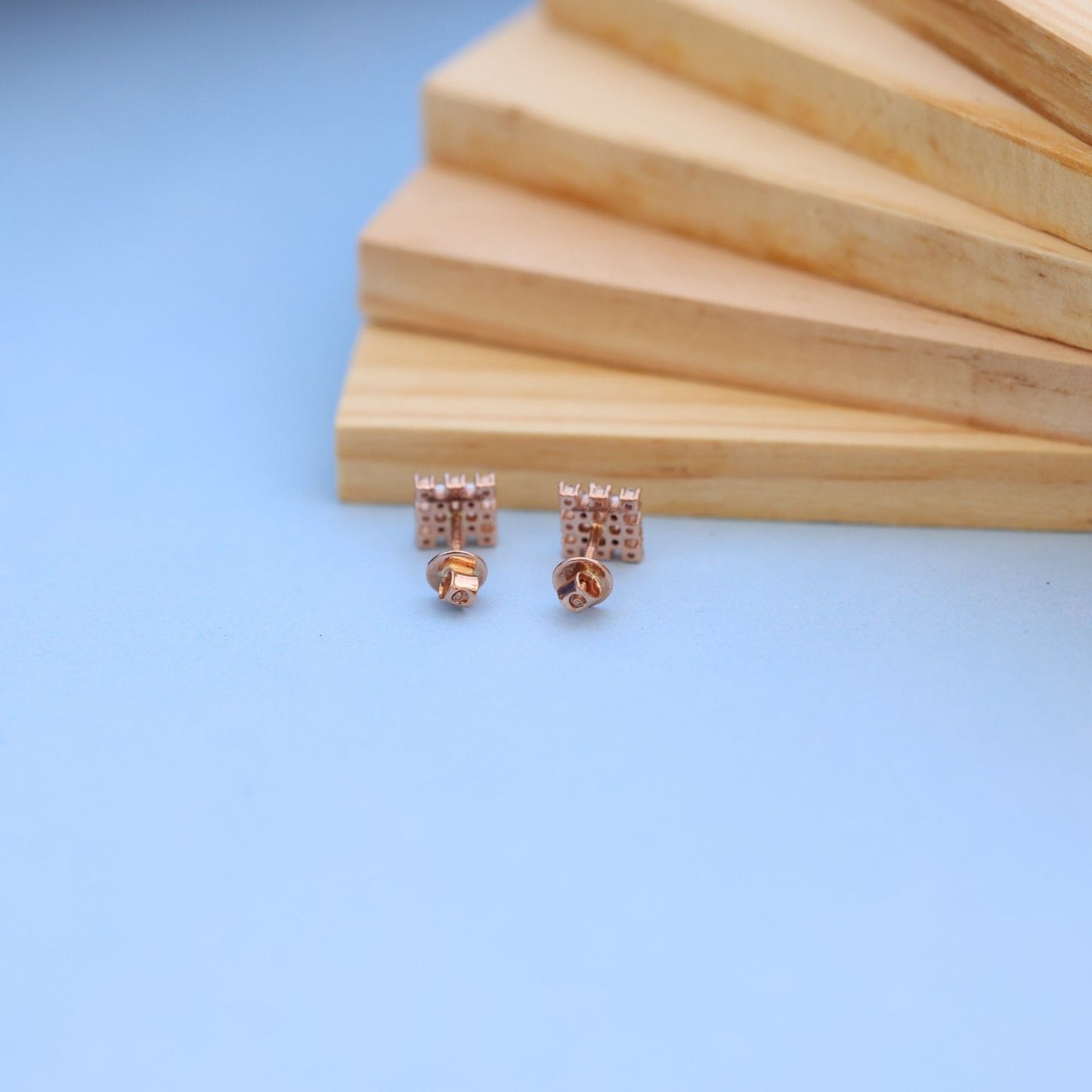Elegant Square Grid Design Earrings with lab grown diamond