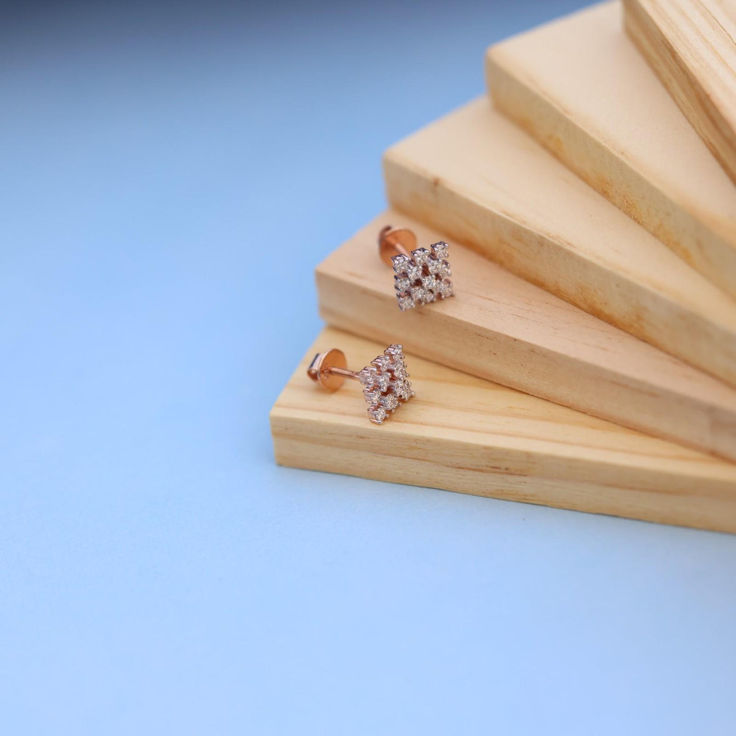 Elegant Square Grid Design Earrings with lab grown diamond