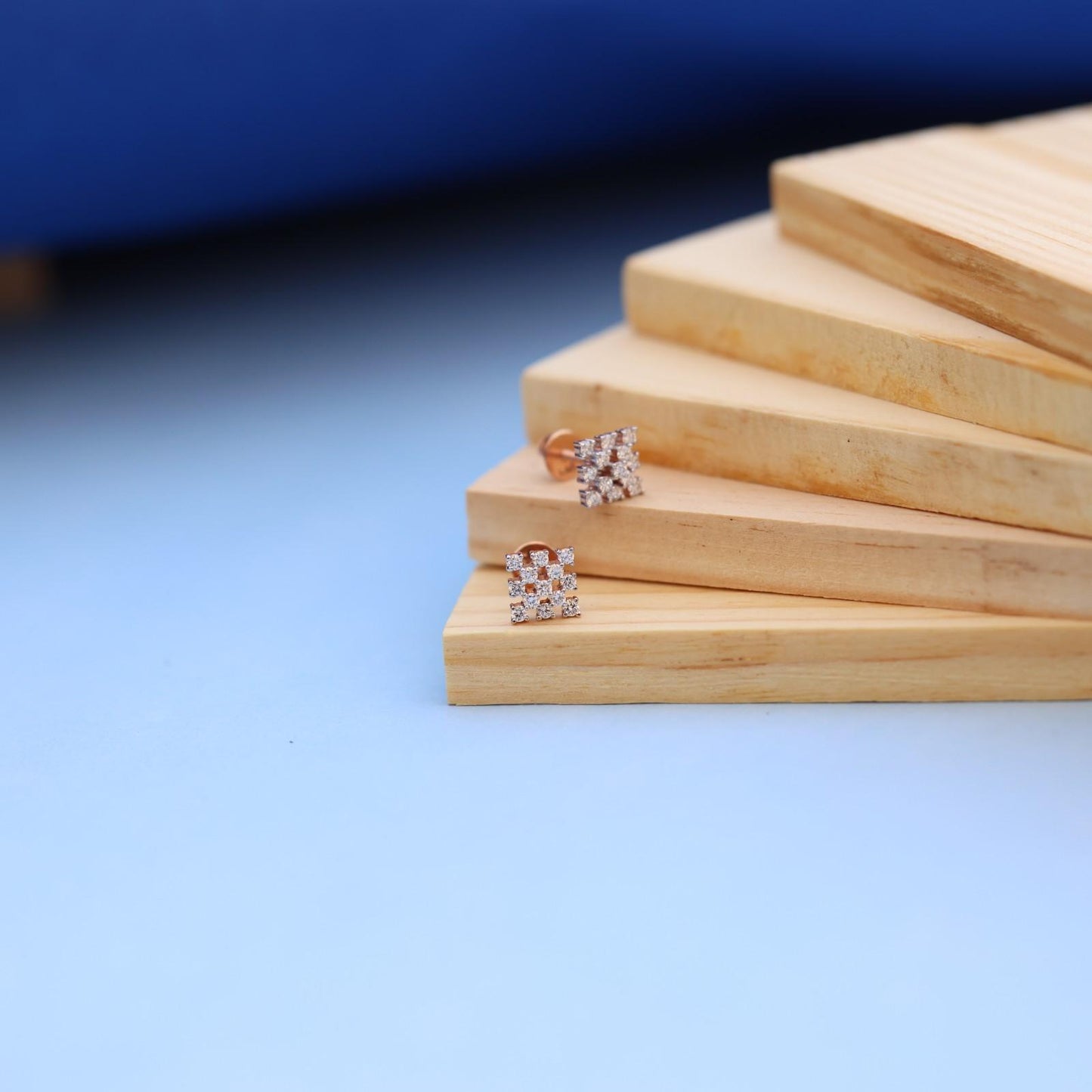 Elegant Square Grid Design Earrings with lab grown diamond