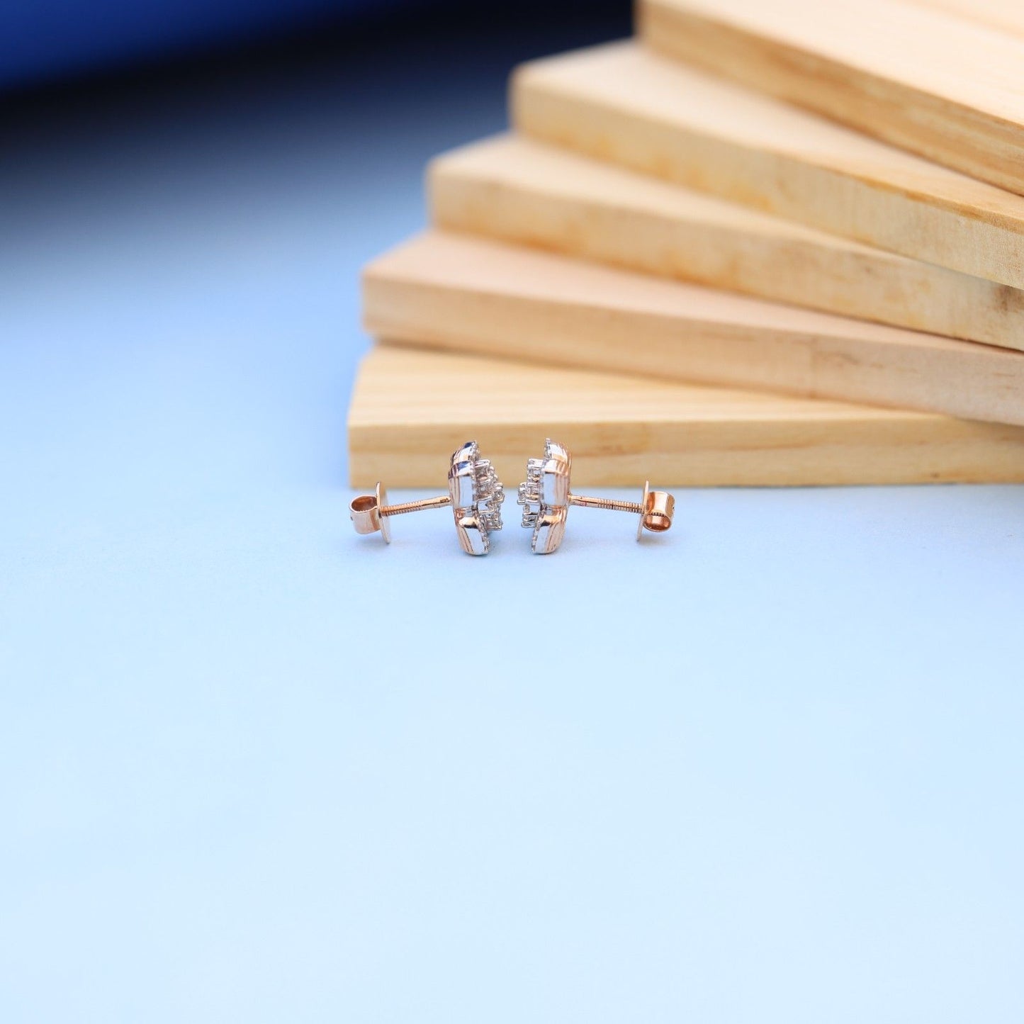 Elegant Floral Stud Earrings with Lab-Grown Diamonds by Nakrani Gold
