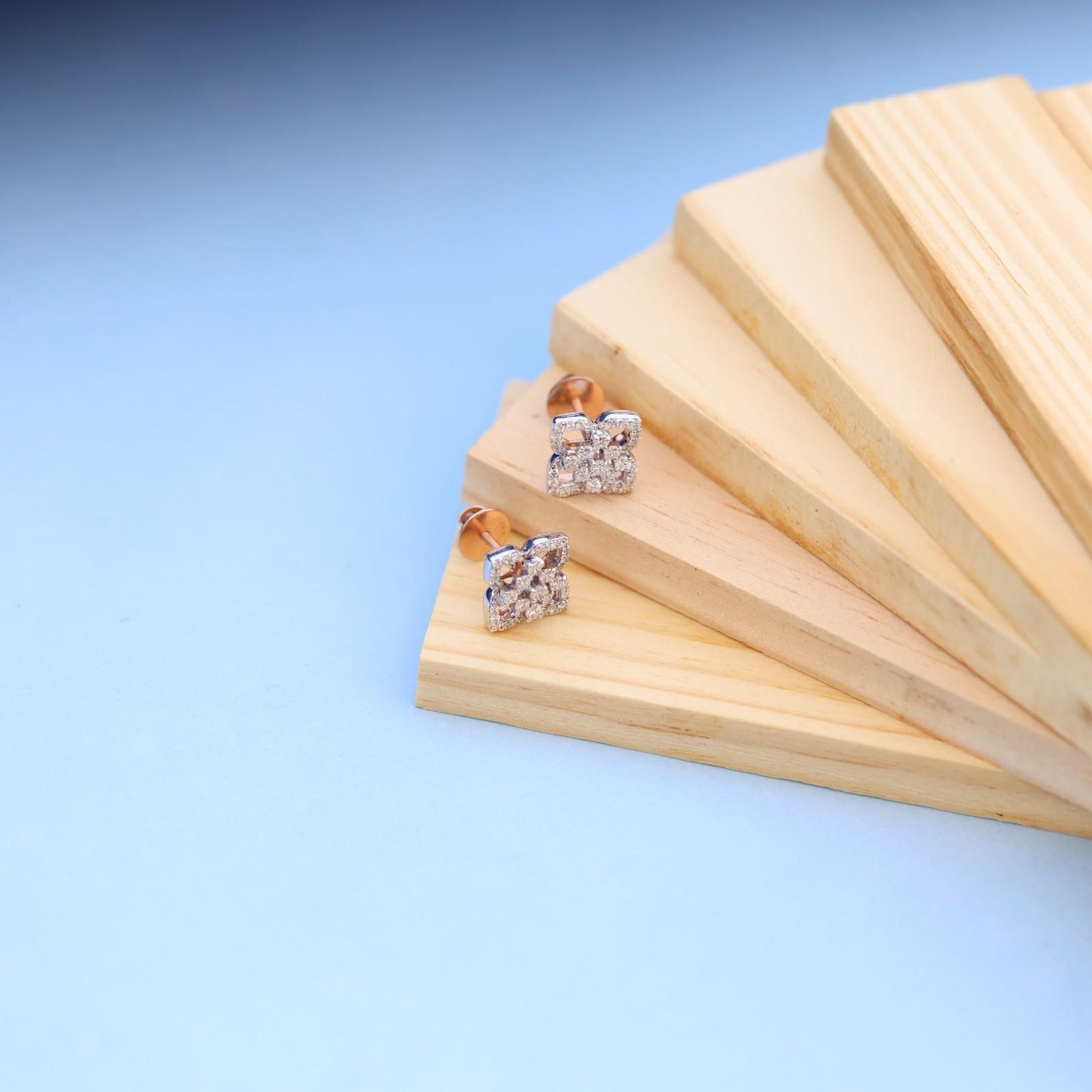 Elegant Floral Stud Earrings with Lab-Grown Diamonds by Nakrani Gold