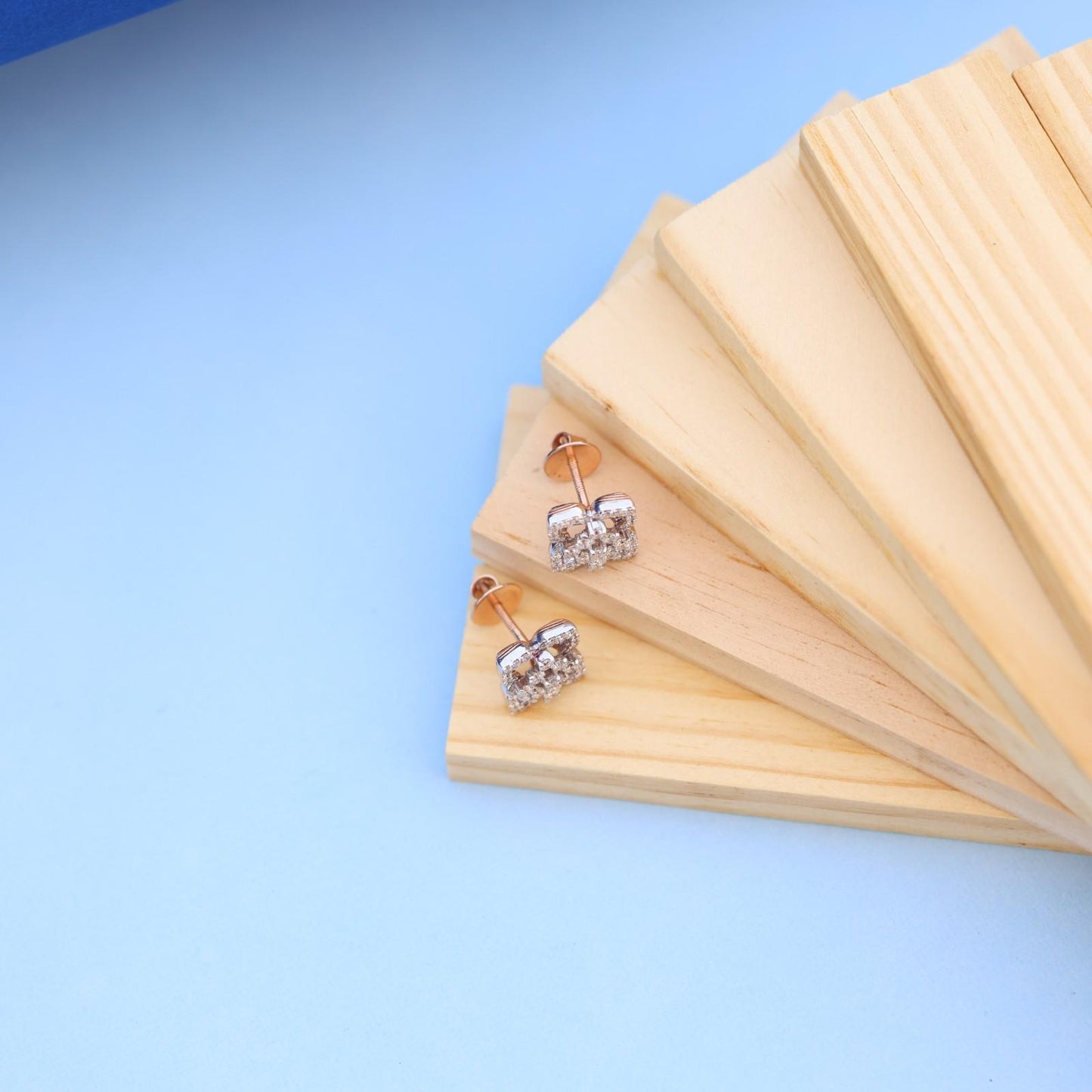 Elegant Floral Stud Earrings with Lab-Grown Diamonds by Nakrani Gold