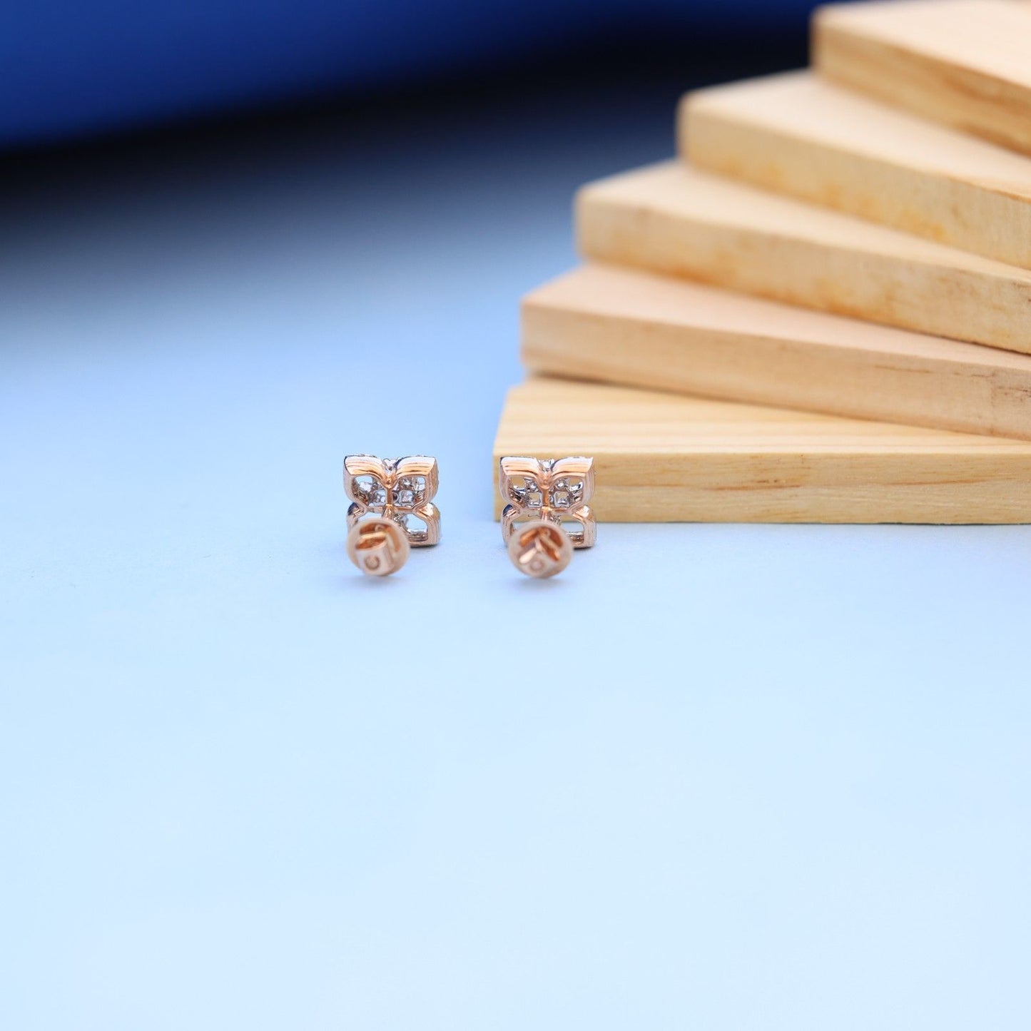 Elegant Floral Stud Earrings with Lab-Grown Diamonds by Nakrani Gold