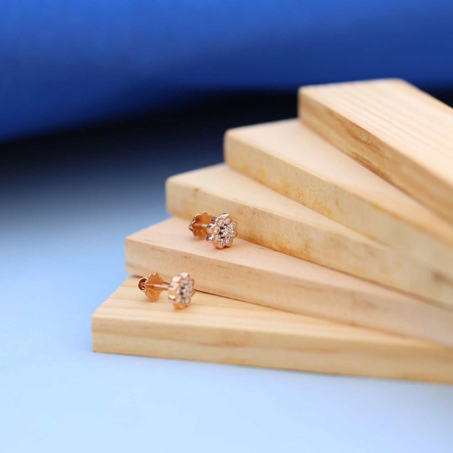 Elegant Floral Lab-Grown Diamond Stud Earrings in Gold