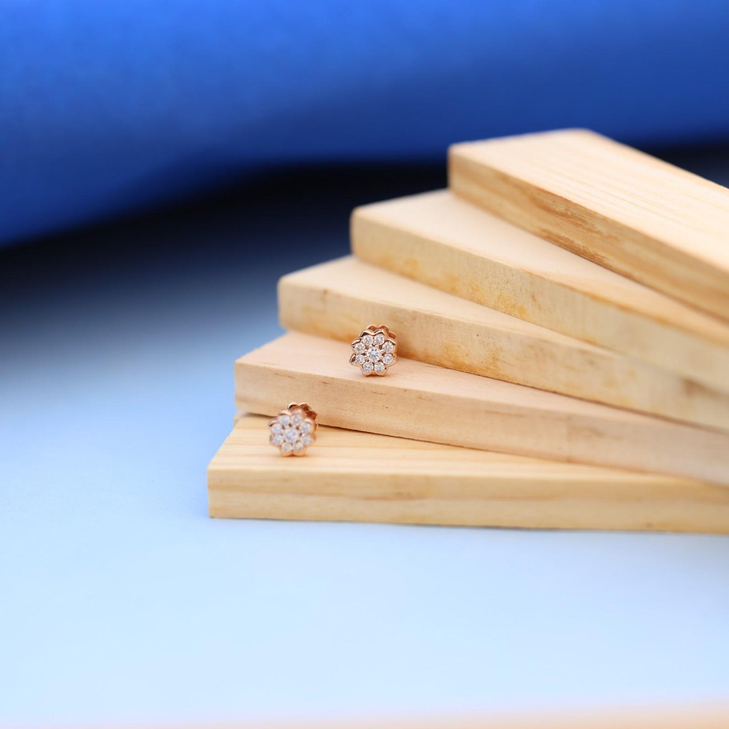 Elegant Floral Lab-Grown Diamond Stud Earrings in Gold