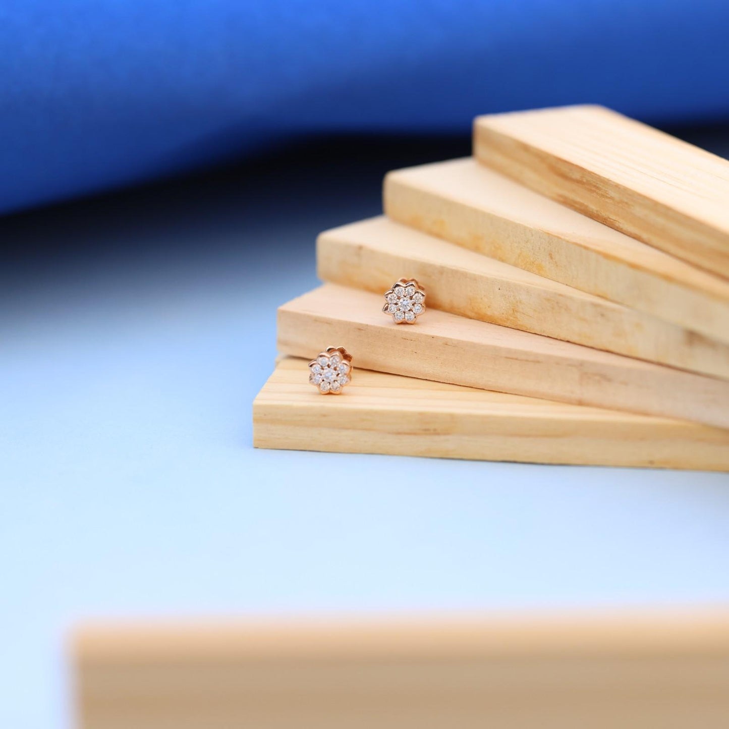 Elegant Floral Lab-Grown Diamond Stud Earrings in Gold