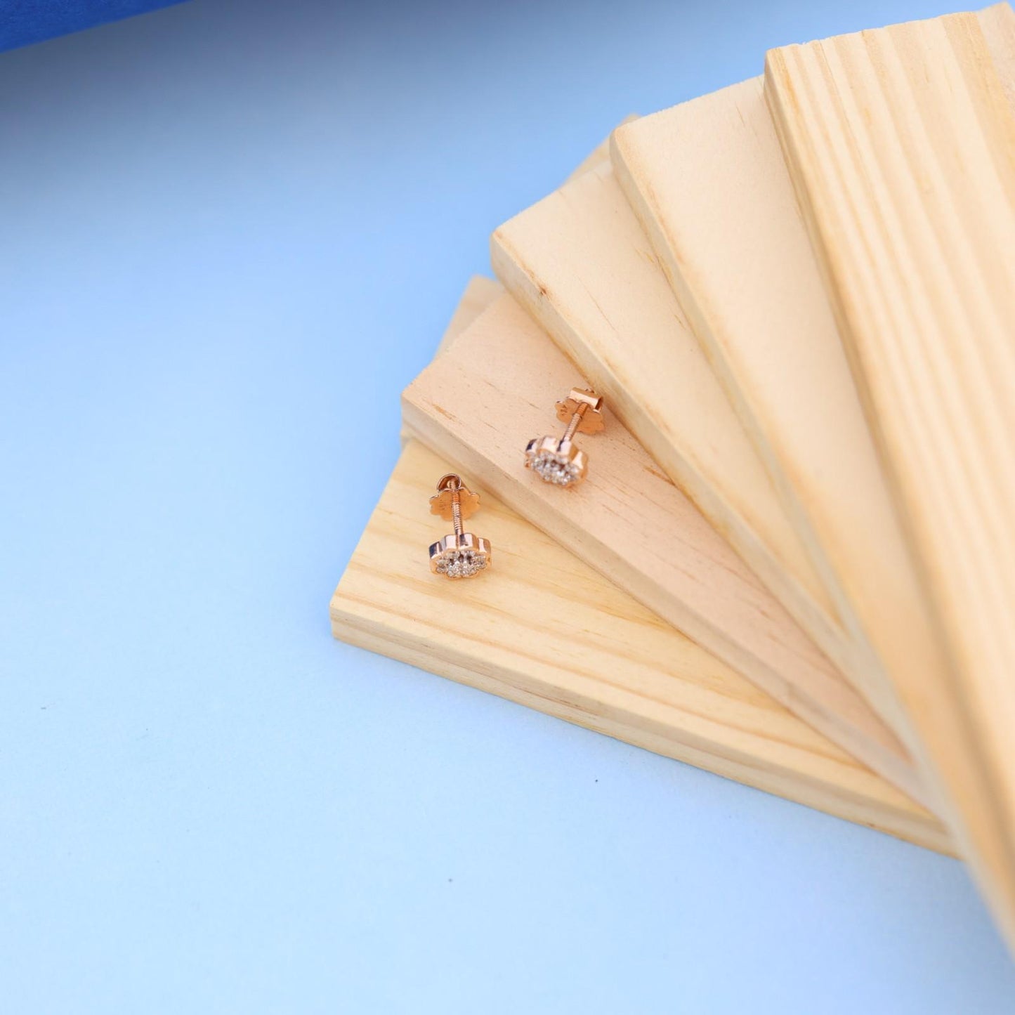 Elegant Floral Lab-Grown Diamond Stud Earrings in Gold