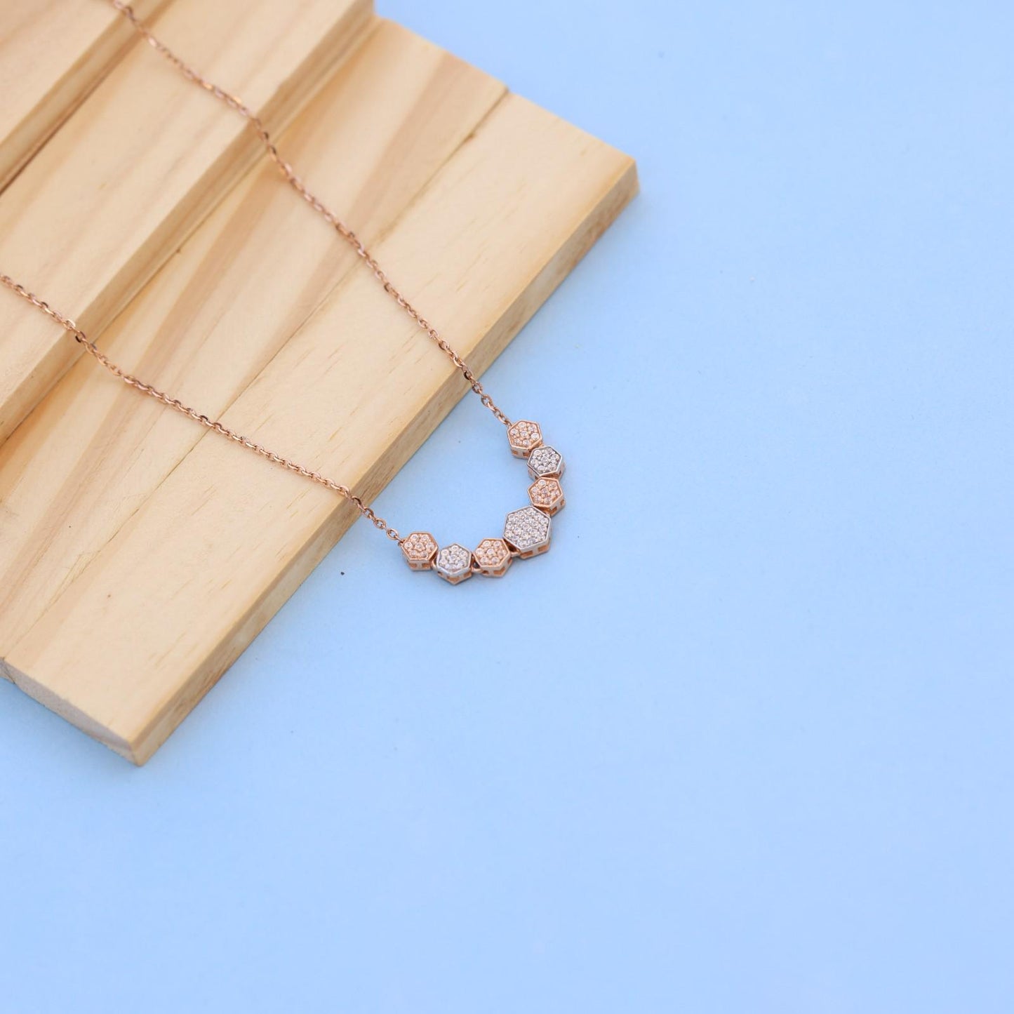 Elegant Hexagonal Pendant Necklace with American Diamonds – Exclusively by Nakrani Gold