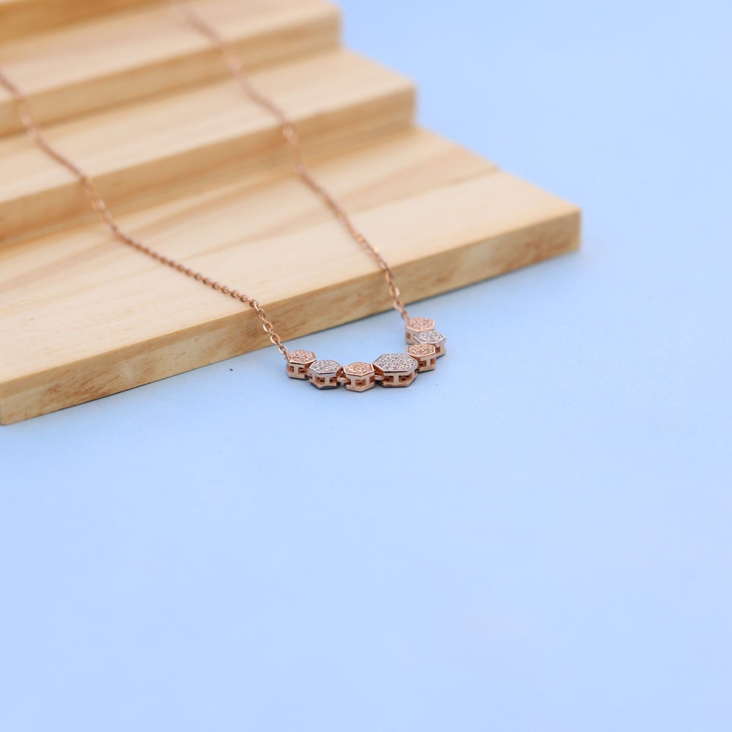 Elegant Hexagonal Pendant Necklace with American Diamonds – Exclusively by Nakrani Gold