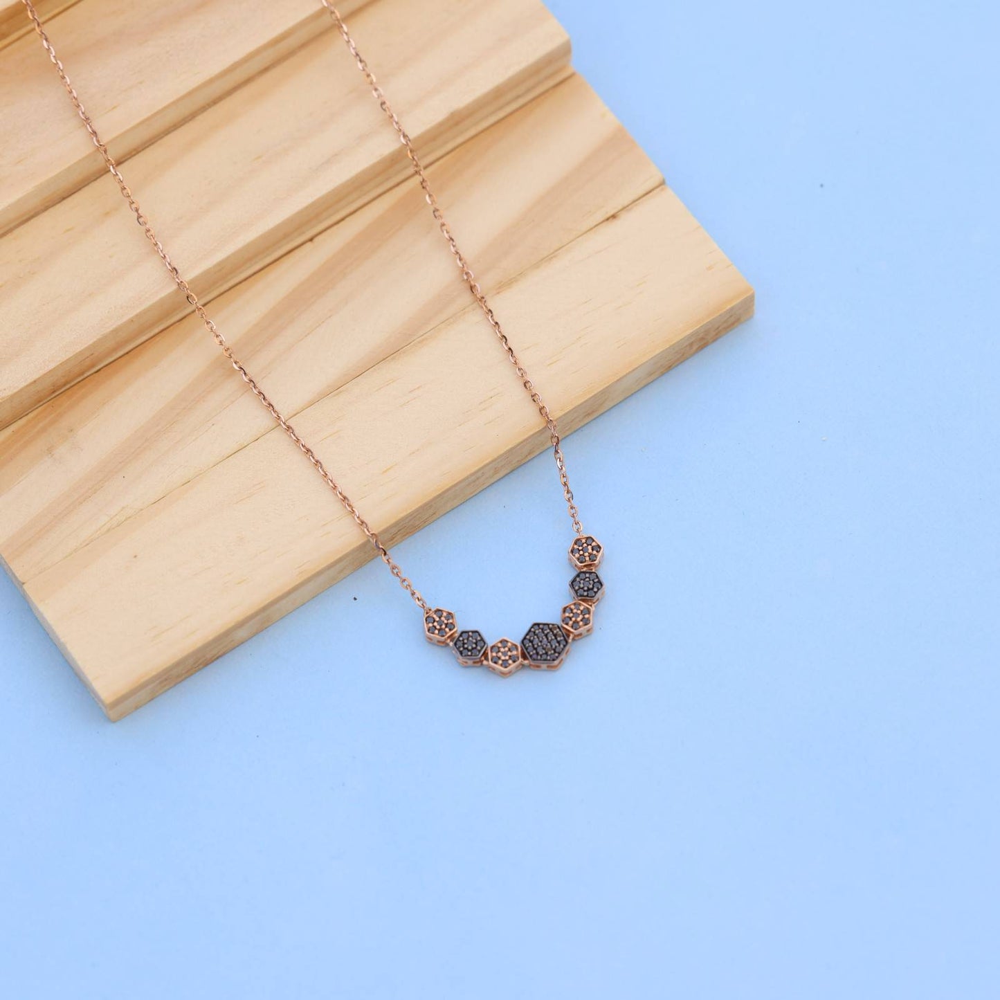 Elegant Hexagonal Pendant Necklace with American Diamonds – Exclusively by Nakrani Gold