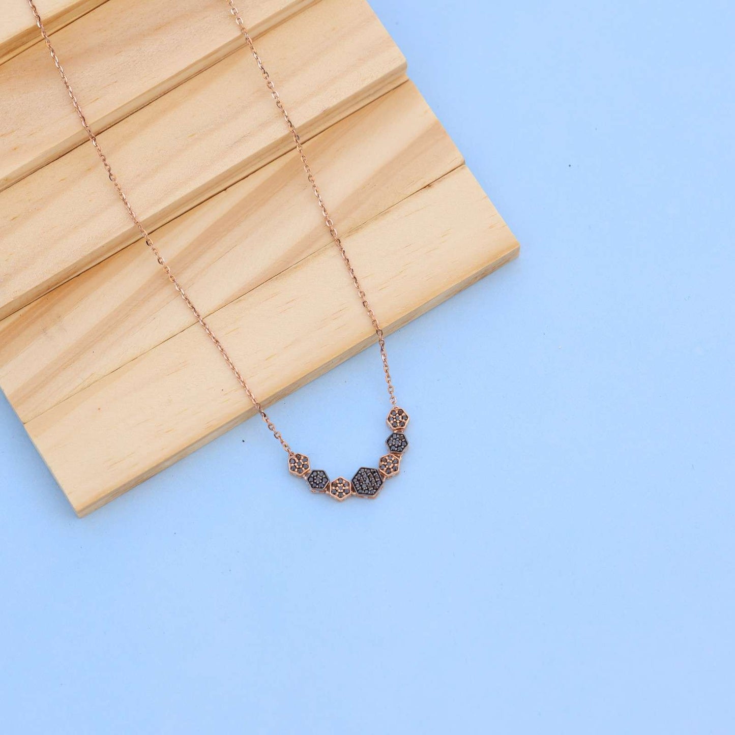 Elegant Hexagonal Pendant Necklace with American Diamonds – Exclusively by Nakrani Gold