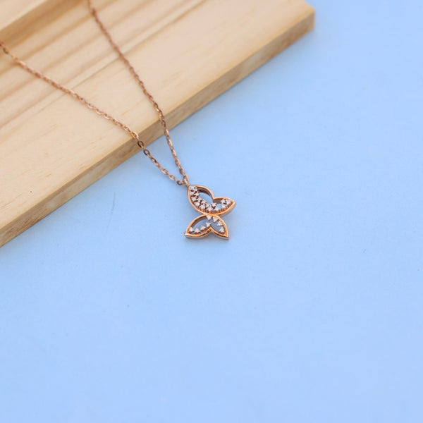 Exquisite Butterfly Pendant Necklace in Rose Gold with Lab-Grown Diamonds