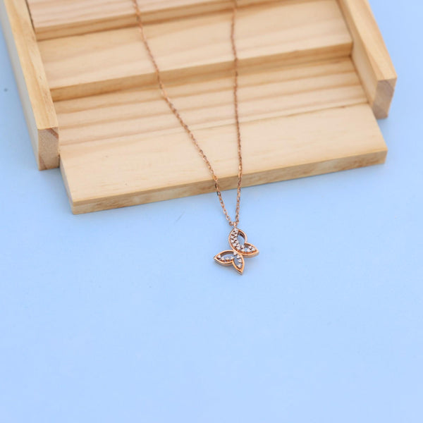 Exquisite Butterfly Pendant Necklace in Rose Gold with Lab-Grown Diamonds
