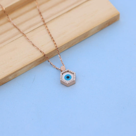 Exquisite Hexagonal Pendant Necklace with American Diamonds – A Timeless Piece by Nakrani Gold