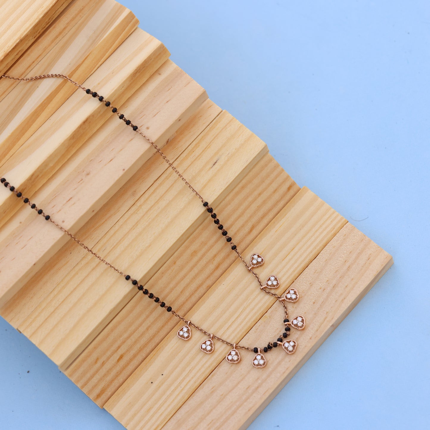 Rose Gold  Mangalsutra with Lab-Grown Diamonds – Heart Charms Design