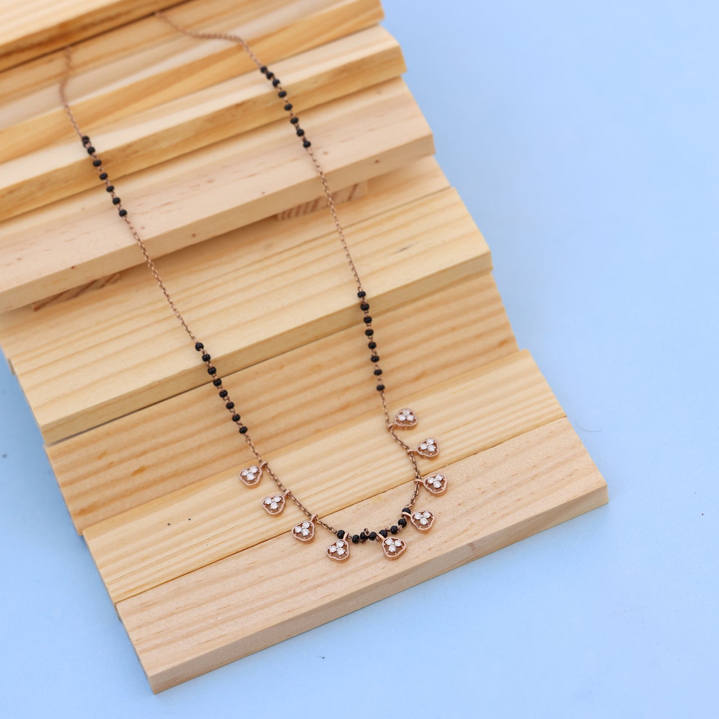 Rose Gold  Mangalsutra with Lab-Grown Diamonds – Heart Charms Design