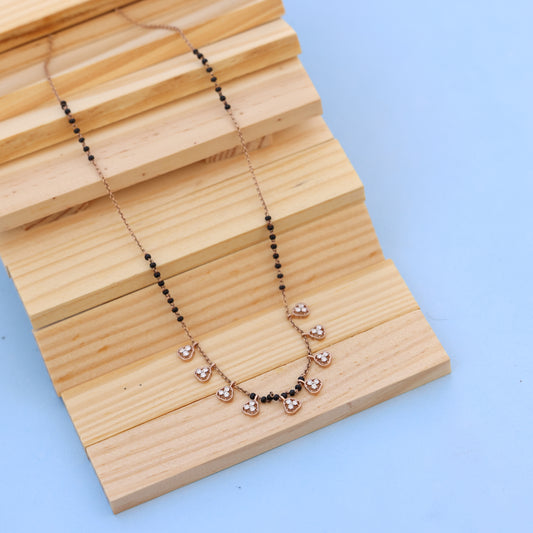 Rose Gold  Mangalsutra with Lab-Grown Diamonds – Heart Charms Design