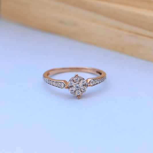Elegant Rose Gold American Diamond Ladies Ring – Sparkling Cluster Design