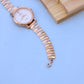 Elegant Rose Gold Women's Watch with American Diamonds - Quartz Movement