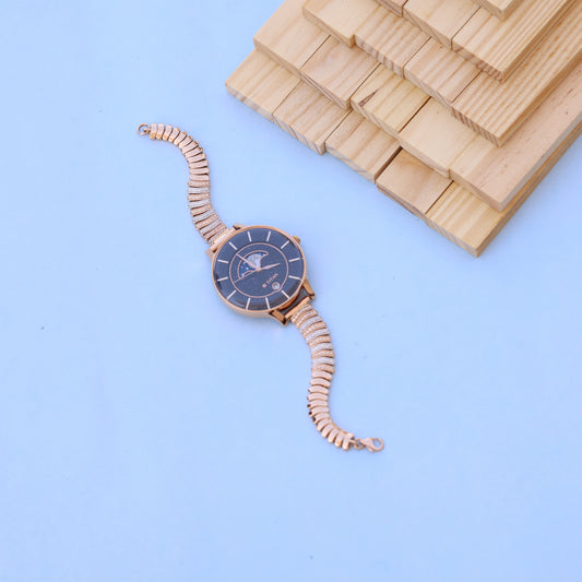 Luxury Women's Watch with Moonphase Dial & American Diamond Bracelet