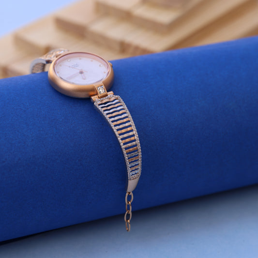 Luxury Raga Gold Women’s Watch with American Diamonds – Elegant Designer Timepiece by Nakrani Gold