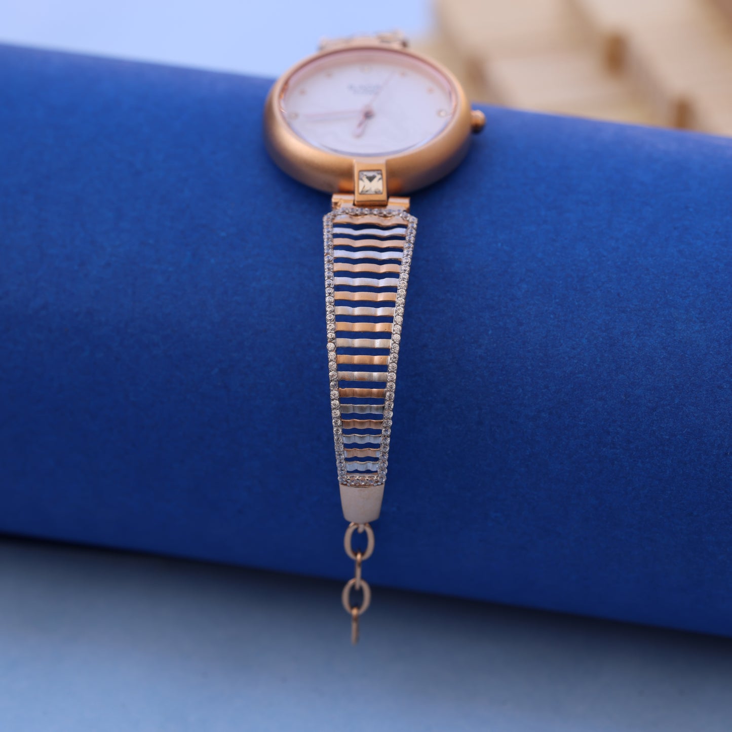 Luxury Raga Gold Women’s Watch with American Diamonds – Elegant Designer Timepiece by Nakrani Gold