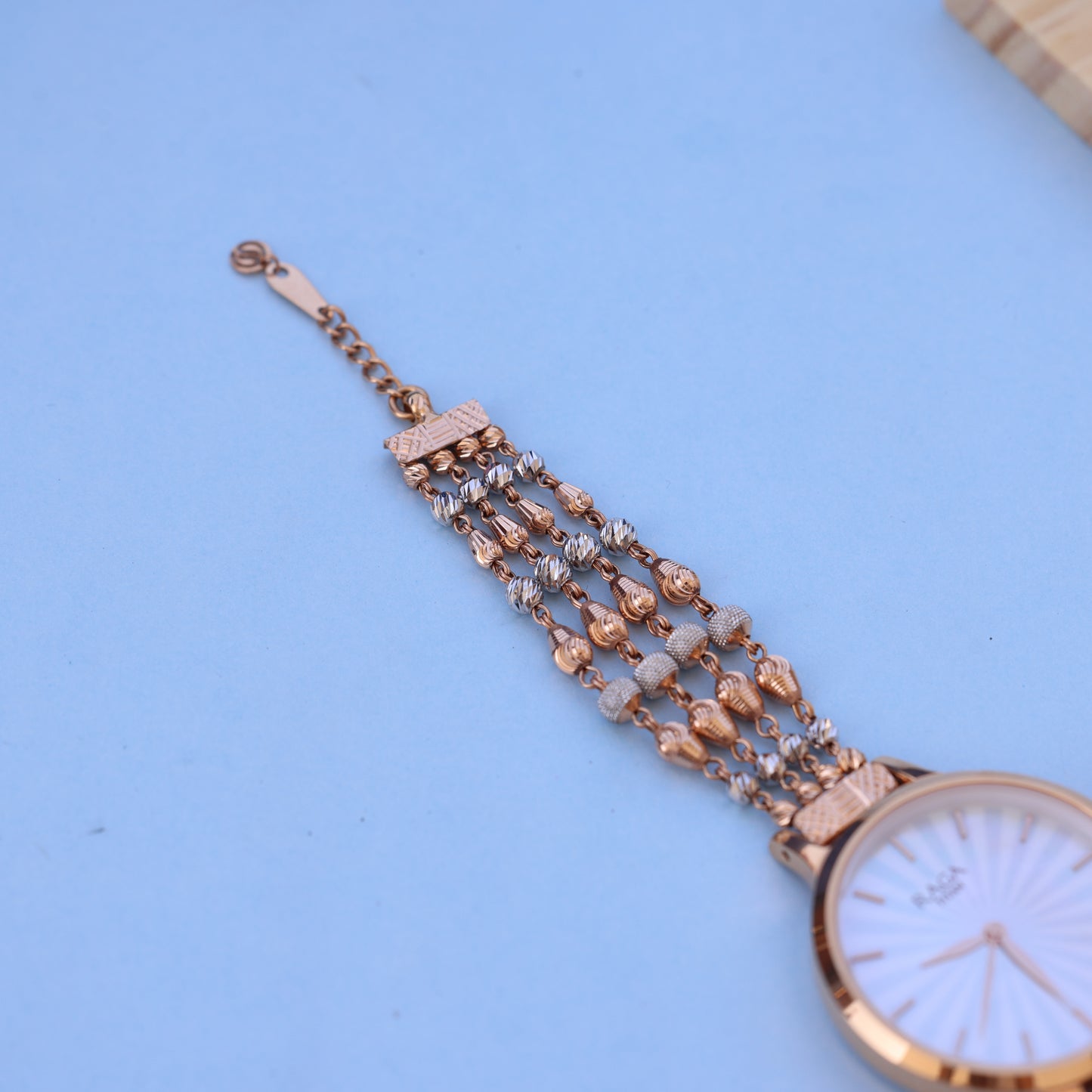 Elegant Raga Women’s Gold Watch – Designer Pearl Chain Strap | Premium Ethnic Style By Nakrani Gold