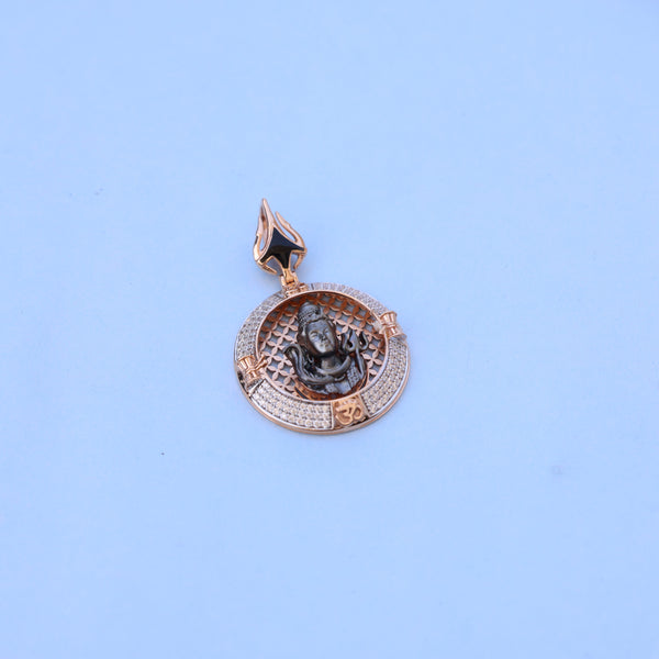 Lord Shiva Men Pendant with American Diamonds – Round Rose Gold Designer Spiritual Jewelry