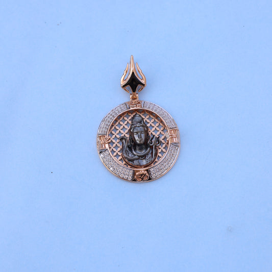 Lord Shiva Men Pendant with American Diamonds – Round Rose Gold Designer Spiritual Jewelry