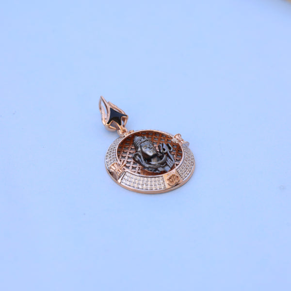 Lord Shiva Men Pendant with American Diamonds – Round Rose Gold Designer Spiritual Jewelry