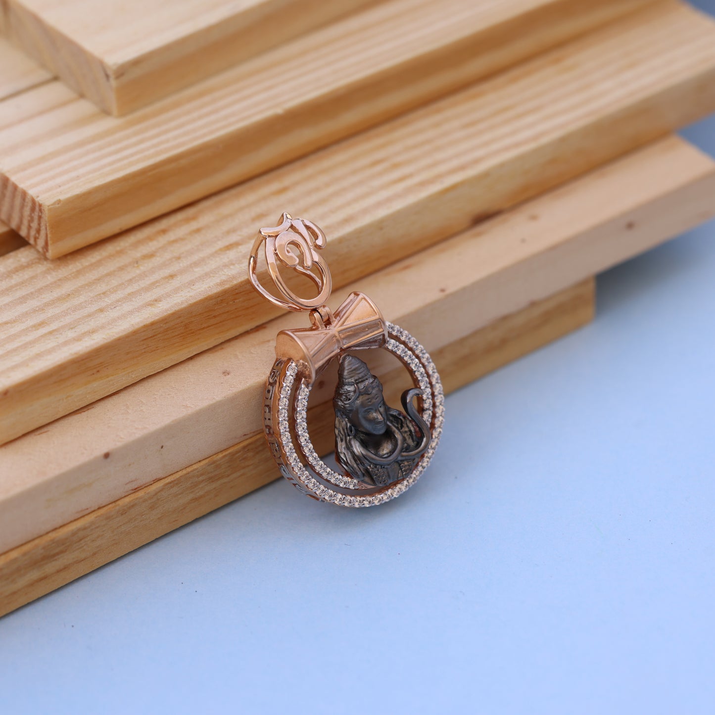 Divine Lord Shiva Men Pendant with Sparkling American Diamonds – Rose Gold & Antique Finish