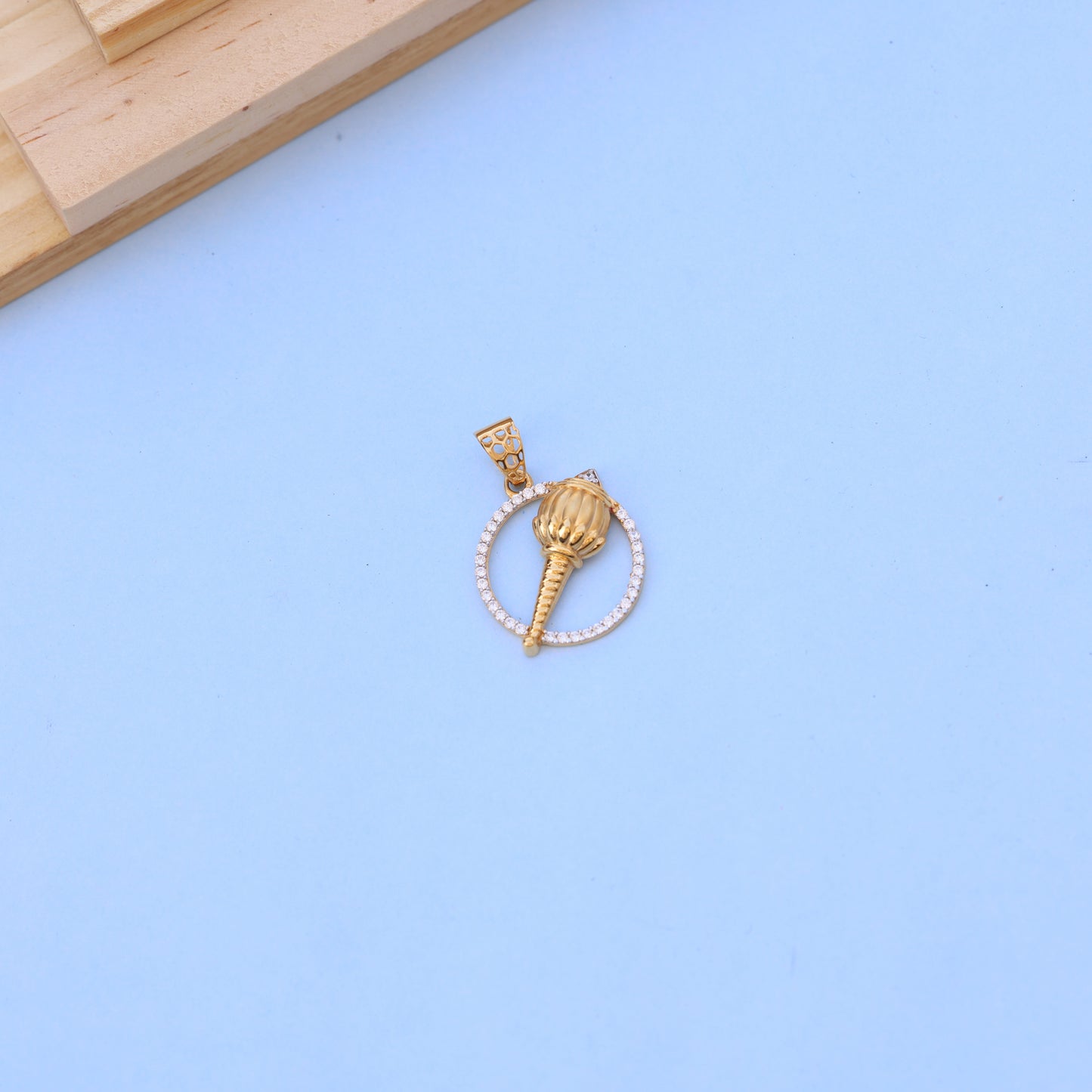 Elegant Gold Men Pendant with American Diamonds – Designer Mace (Gada) Motif