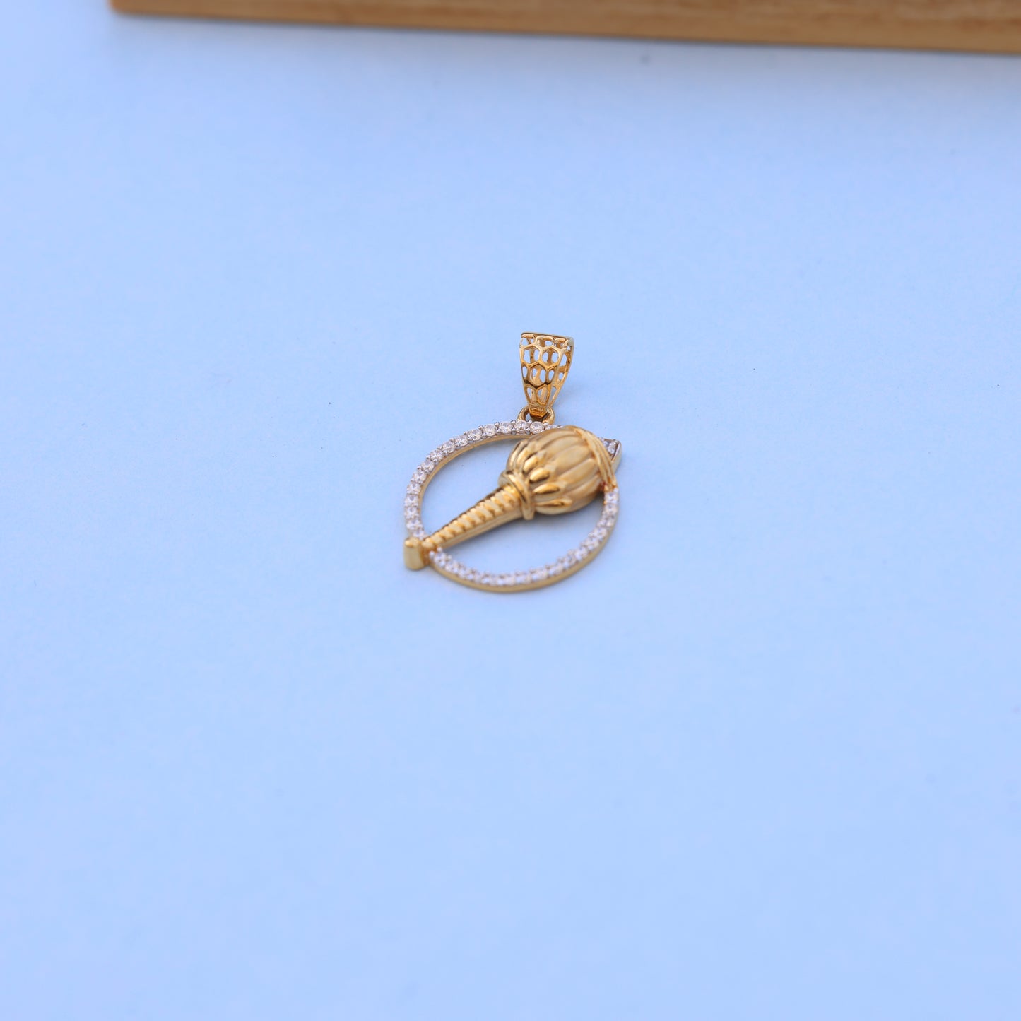 Elegant Gold Men Pendant with American Diamonds – Designer Mace (Gada) Motif
