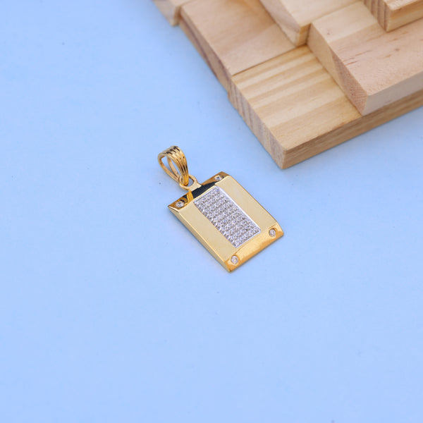 Modern Gold Men Rectangle Pendant with American Diamonds – Sleek & Stylish