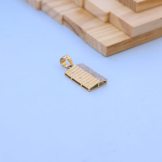 Stunning Rectangular Gold Men Pendant with American Diamonds
