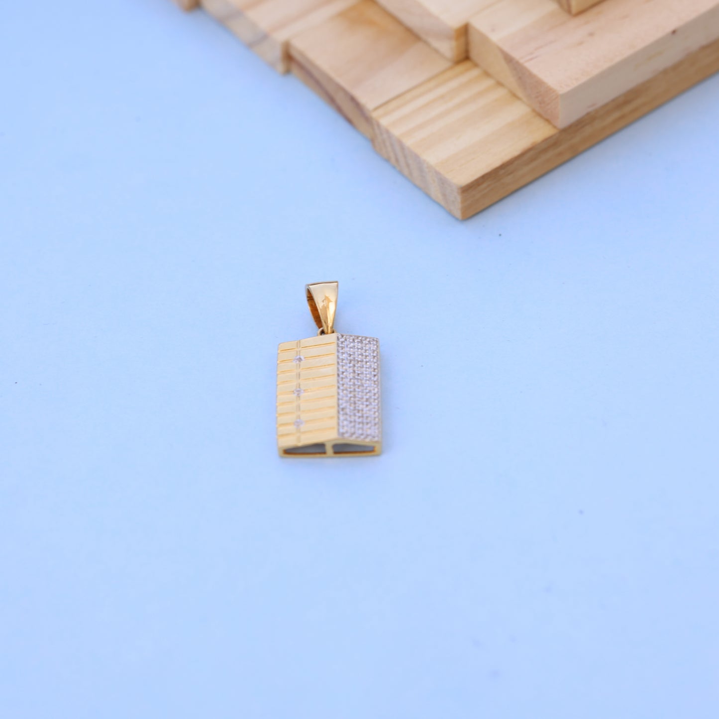 Stunning Rectangular Gold Men Pendant with American Diamonds