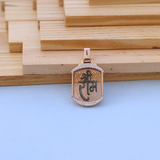 Shree Ram Religious Men Pendant with American Diamonds – Rose Gold Finish