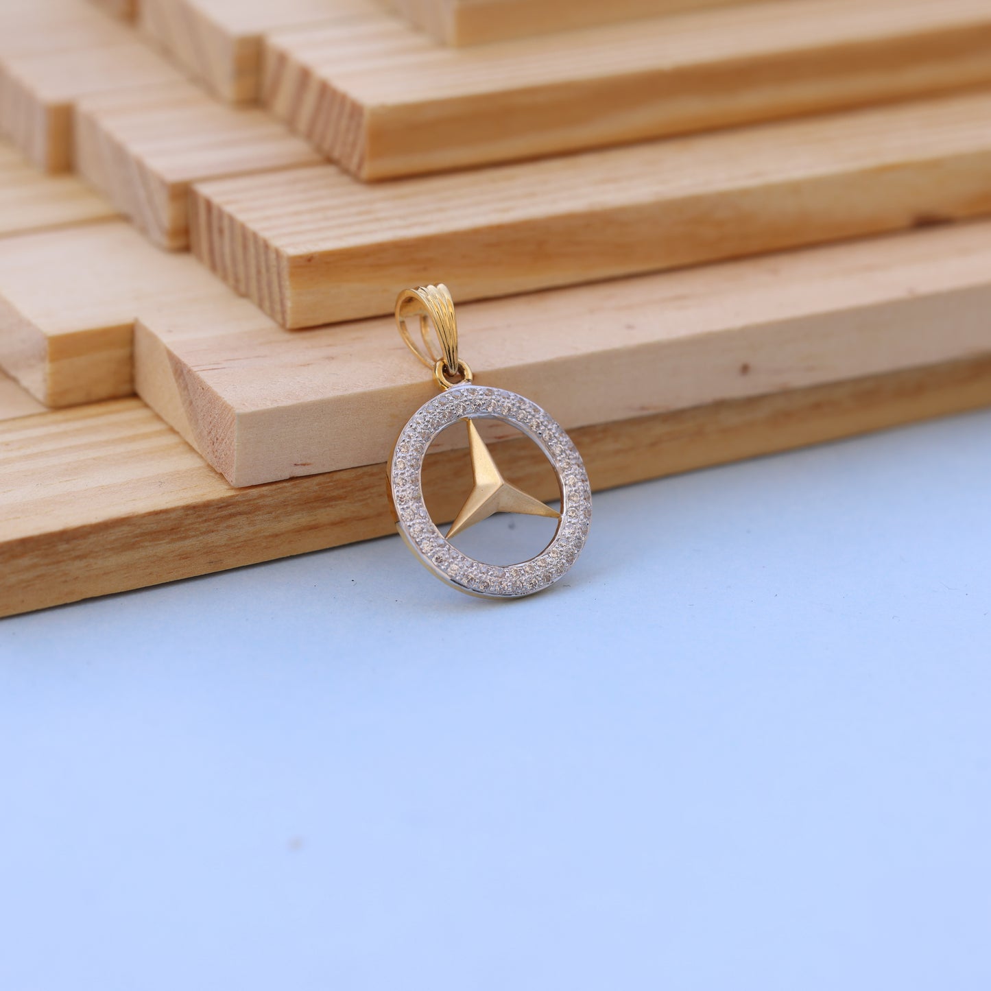 Luxury-Inspired Mercedes symbol men  Pendant with American Diamonds