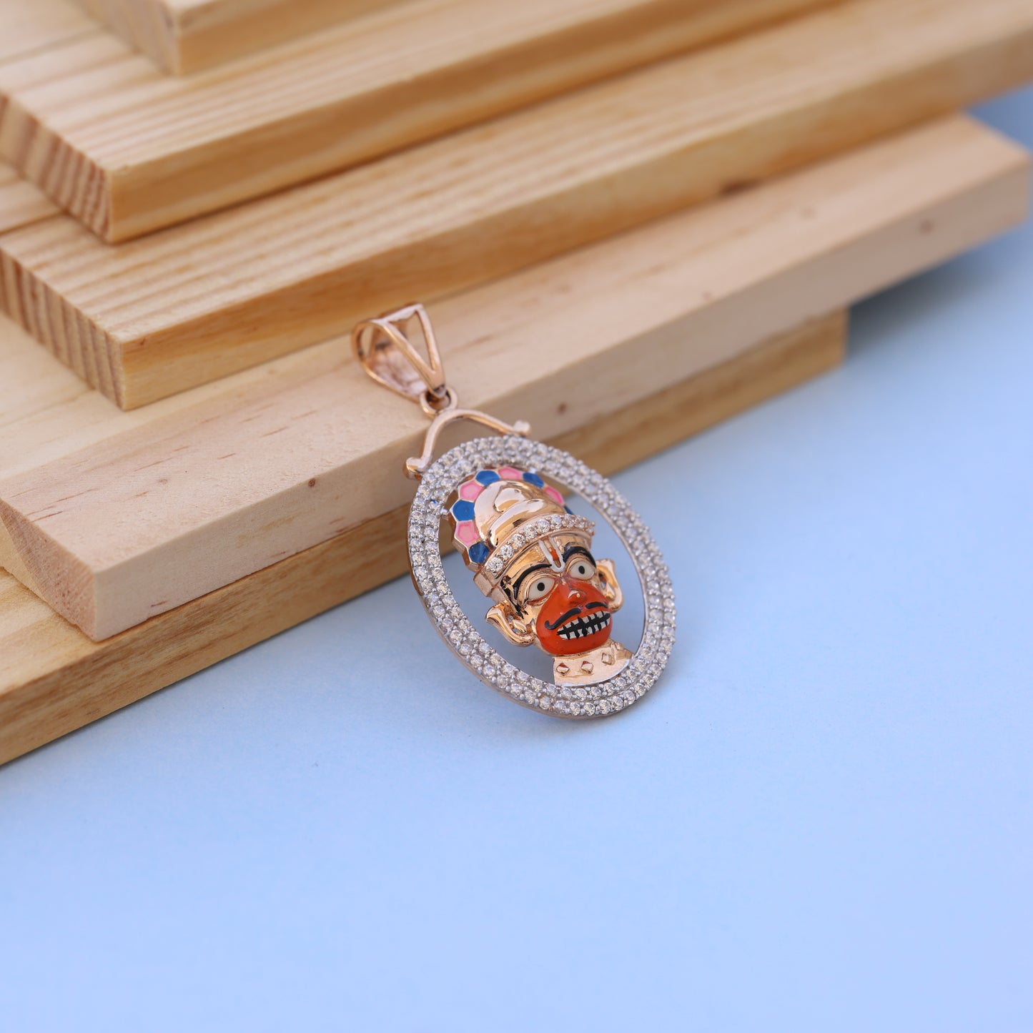 Traditional Gold-Toned Hanumanji Pendant with American Diamond