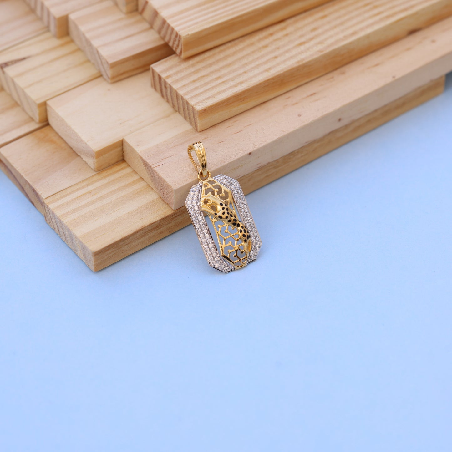 Stunning Gold Men Pendant with American Diamond Accents