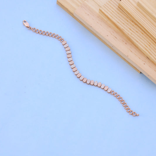 Rose Gold Adjustable Bracelet with American Diamonds