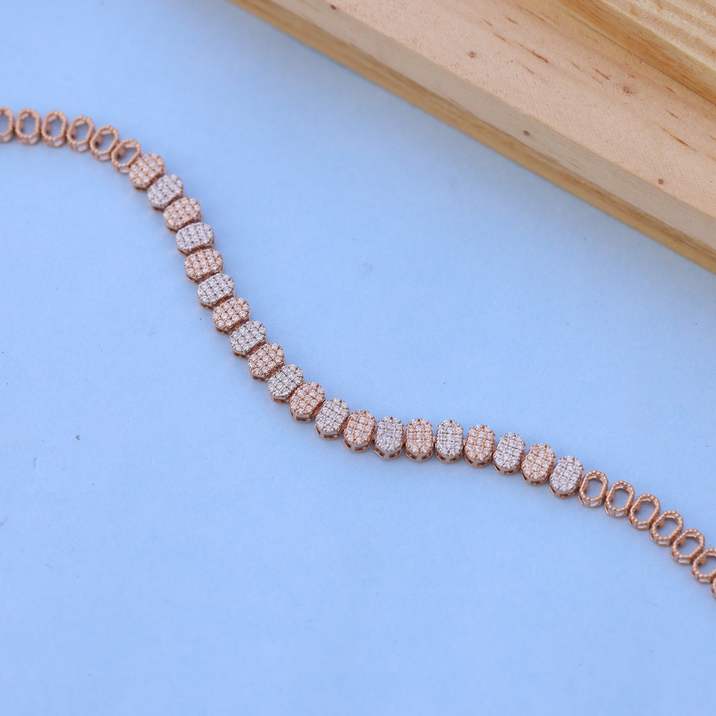 Rose Gold Adjustable Bracelet with American Diamonds