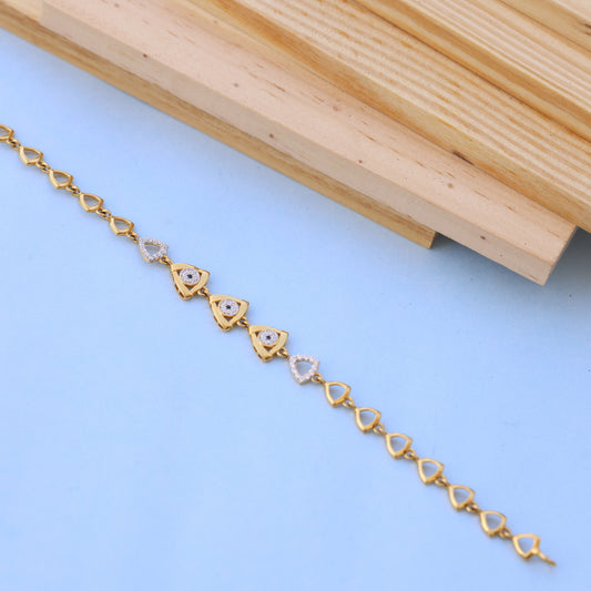 Designer Gold Bracelet with American Diamonds – Stylish Triangle Pattern