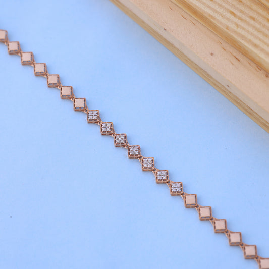 Elegant Square-Link Bracelet with American Diamonds – Chic & Timeless