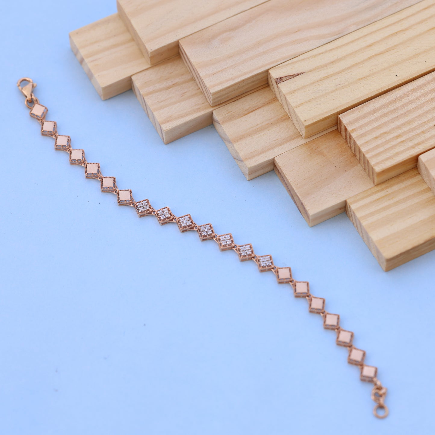 Elegant Square-Link Bracelet with American Diamonds – Chic & Timeless