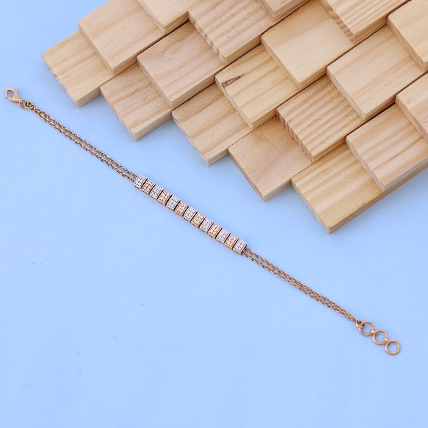 Elegant Rose Gold Bracelet with American Diamonds – Stylish & Modern