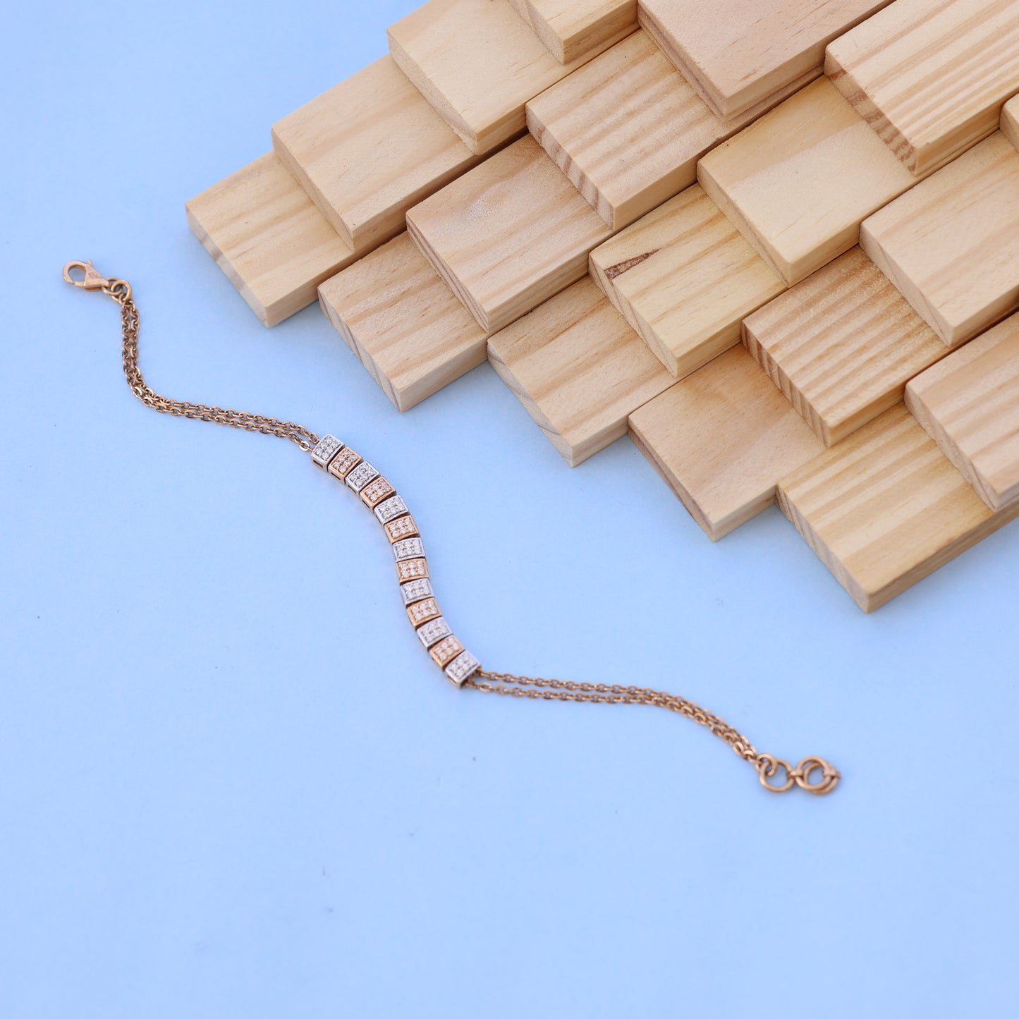 Elegant Rose Gold Bracelet with American Diamonds – Stylish & Modern