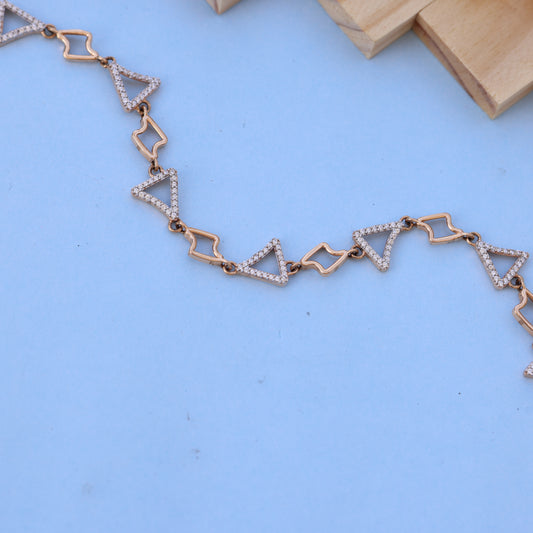 Geometric Triangle Ladies Bracelet with American Diamonds – Modern Elegance