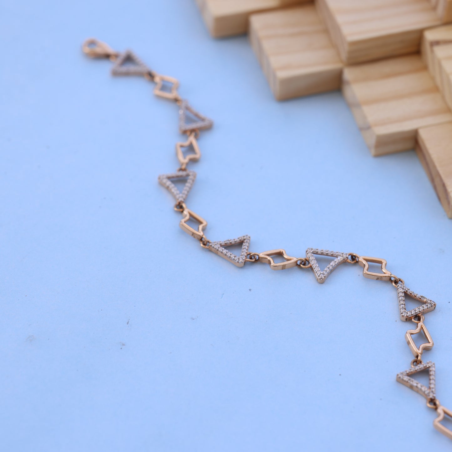 Geometric Triangle Ladies Bracelet with American Diamonds – Modern Elegance