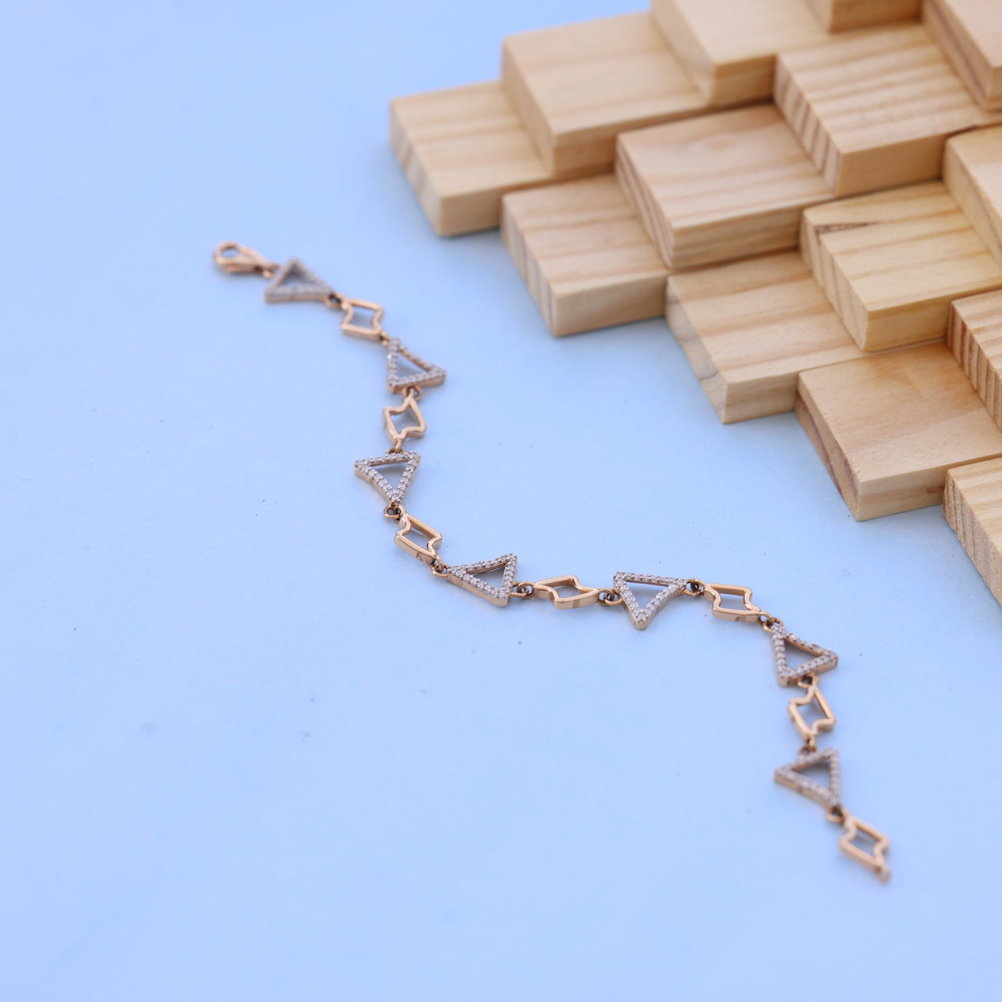 Geometric Triangle Ladies Bracelet with American Diamonds – Modern Elegance